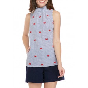 Crown & Ivy™ Women's Sleeveless Smocked Embroidered Top 