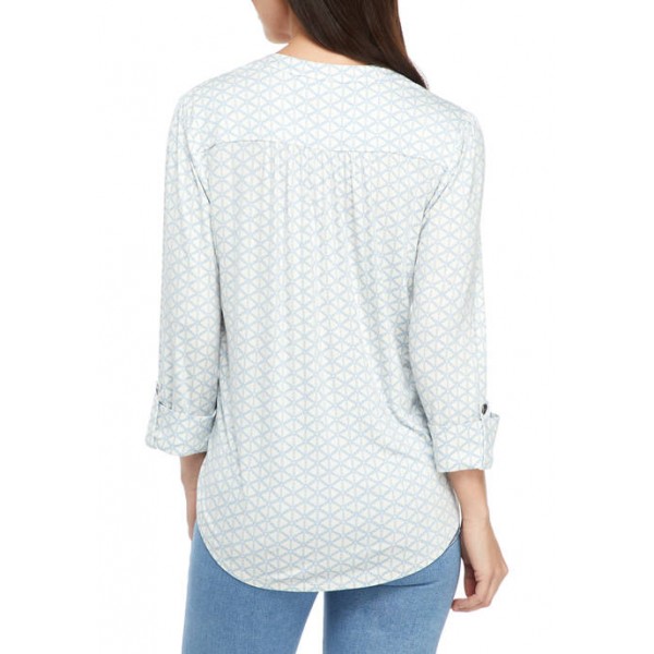 New Directions® Women's Roll Tab Knit Henley Top