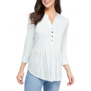 New Directions® Women's Roll Tab Knit Henley Top