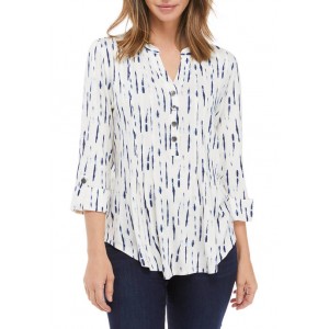 New Directions® Women's Roll Tab Sleeve Henley Top 