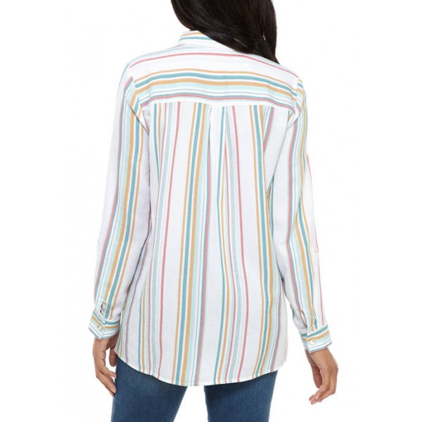 New Directions® Women's Side Button Stripe Tunic