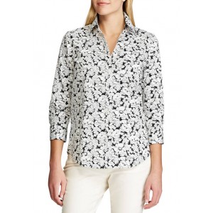 Chaps 3/4 Sleeve Chatter Sketch Floral Shirt 
