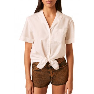 French Connection Short Sleeve Tie Front Top