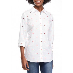 Kim Rogers® Women's Roll Tab Embellished Button Down Shirt 