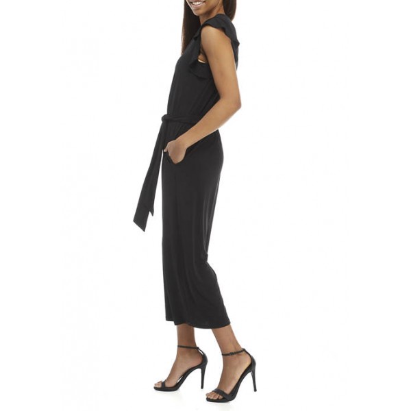 AGB Women's Flutter Sleeve Cropped Jumpsuit