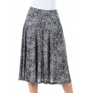 24seven Comfort Apparel Women's Animal Print Midi Length A Line Skirt 