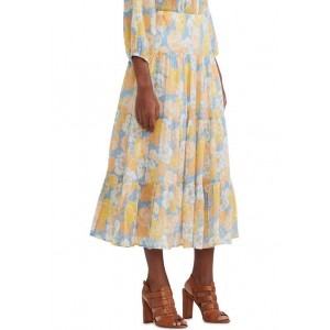 Chaps Tiered Cotton Crinkle Midi Skirt