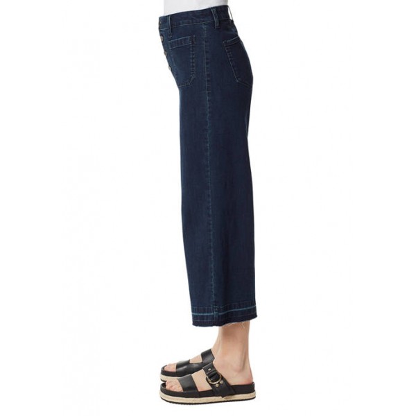 Frayed Women's Wide Leg Cropped Denim Jeans
