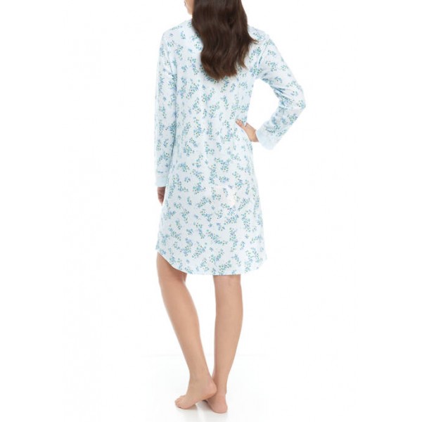 Miss Elaine Blue Neutral Printed Short Nightgown