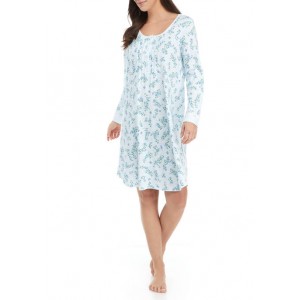 Miss Elaine Blue Neutral Printed Short Nightgown 