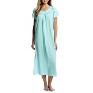 Miss Elaine Tricot Flutter Sleeve Long Nightgown 