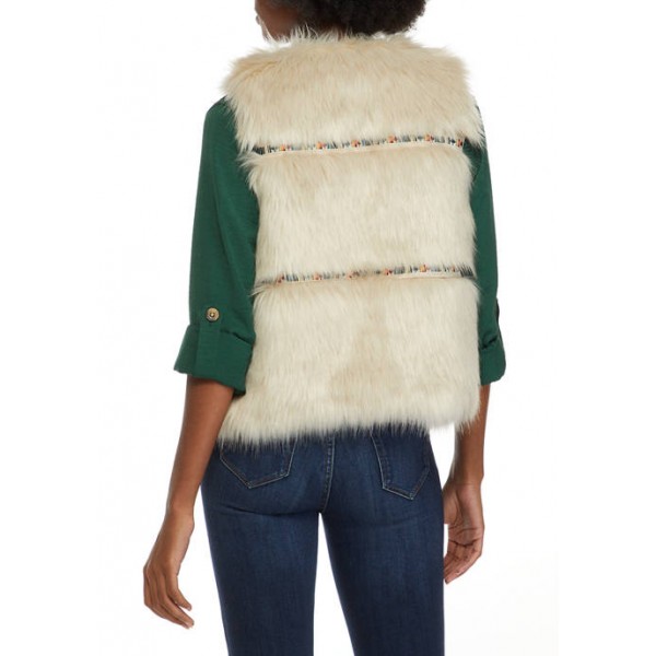 New Directions® Women's Fur Vest with Tonal Details