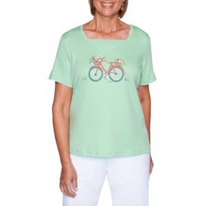 Alfred Dunner Women's Island Hopping Bicycle Knit Top 