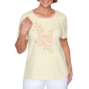 Alfred Dunner Women's Spring Lake Center Butterfly Knit Top 