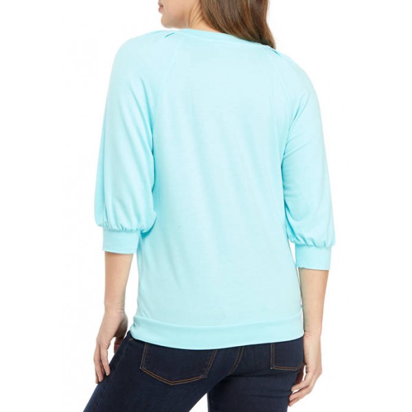 Crown & Ivy™ Women's Pleated Puff Sleeve Top