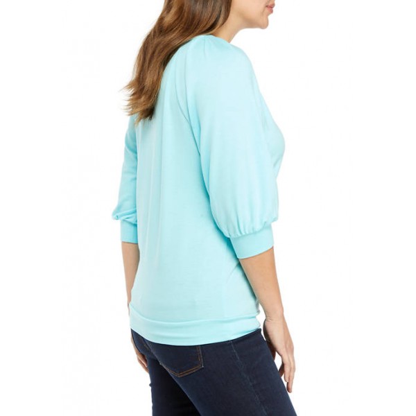 Crown & Ivy™ Women's Pleated Puff Sleeve Top