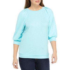 Crown & Ivy™ Women's Pleated Puff Sleeve Top 