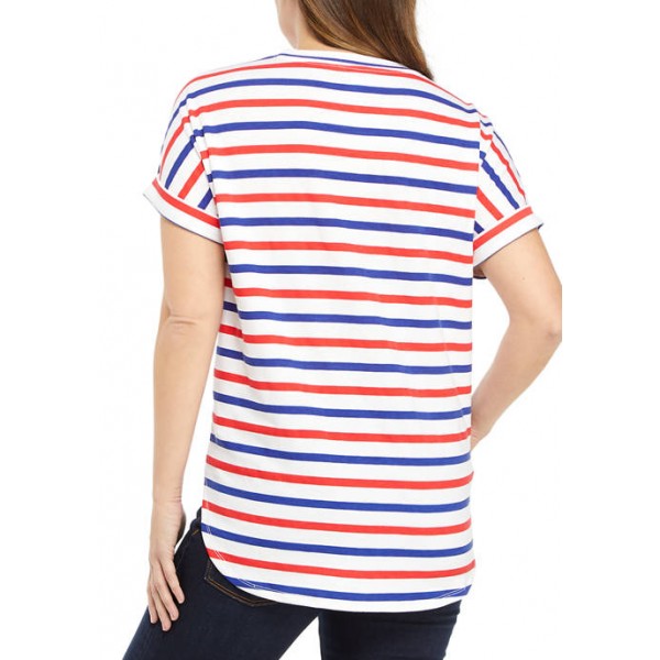 Crown & Ivy™ Women's Short Dolman Sleeve Stripe T-Shirt