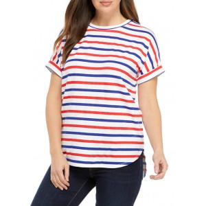 Crown & Ivy™ Women's Short Dolman Sleeve Stripe T-Shirt