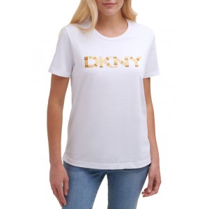 DKNY 	 Glitter Beaded Logo Graphic T-Shirt 