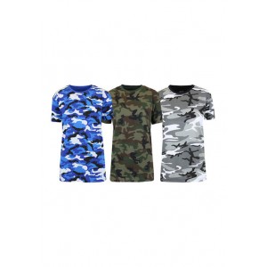 Galaxy by Harvic Women's Loose Fitting Short Sleeve Crew Neck Camouflage Printed T-Shirt - 3 Pack 
