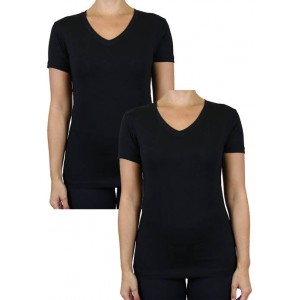 Galaxy Womens V-Neck Cotton Stretch Short Sleeve Tees- 2 Pack 