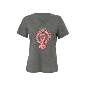 Image One Feminist Slouchy V-Neck Graphic T-Shirt 