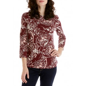 Kim Rogers® Women's 3/4 Sleeve Crew Neck Printed Top 