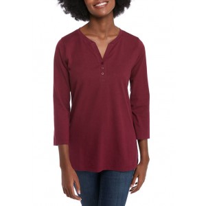 Kim Rogers® Women's 3/4 Sleeve Henley T-Shirt 