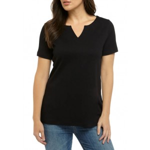Kim Rogers® Women's Perfectly Soft Short Sleeve Split Neck T-Shirt 