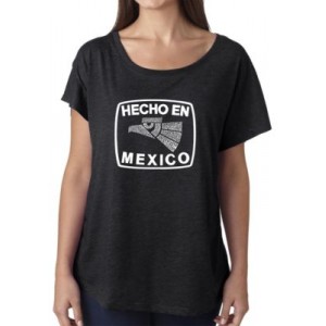 LA Pop Art Loose Fit Dolman Cut Word Art T-Shirt - Hecho En Mexico 