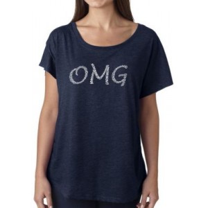 LA Pop Art Loose Fit Dolman Cut Word Art T-Shirt - OMG 