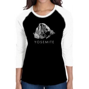 LA Pop Art Raglan Baseball Word Art T-Shirt - Yosemite 
