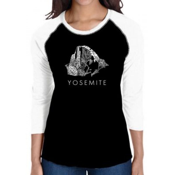 LA Pop Art Raglan Baseball Word Art T-Shirt - Yosemite