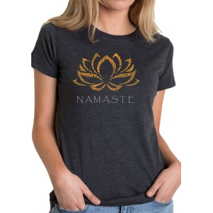 LA Pop Art Women's Premium Blend Word Art Graphic T-Shirt - Namaste 