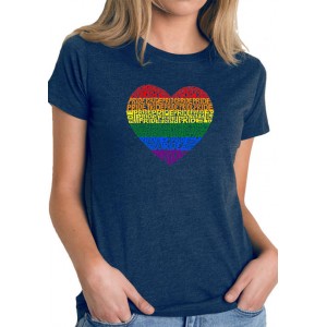 LA Pop Art Women's Premium Blend Word Art Graphic T-Shirt - Pride Heart 