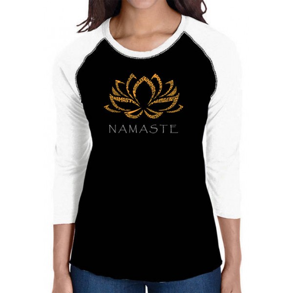 LA Pop Art Women's Raglan Baseball Word Art T-Shirt - Namaste