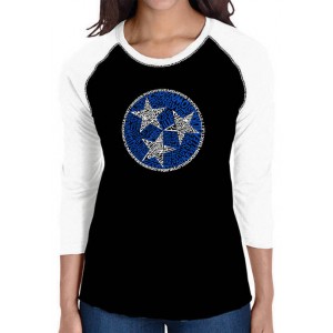 LA Pop Art Women's Raglan Baseball Word Art T-Shirt - Tennessee Tristar 
