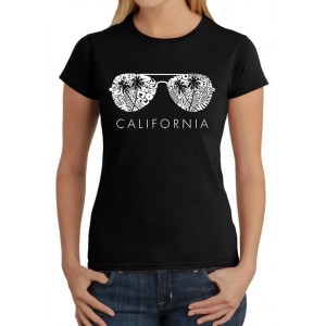 LA Pop Art Women's Word Art Graphic T-Shirt - California Shades 