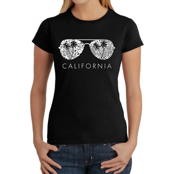 LA Pop Art Women's Word Art Graphic T-Shirt - California Shades
