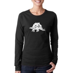 LA Pop Art Women's Word Art Long Sleeve T-Shirt - Stegosaurus 