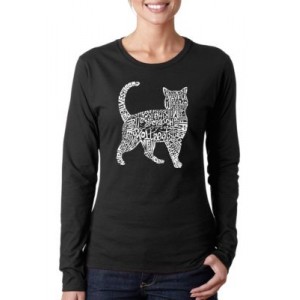 LA Pop Art Word Art Long Sleeve T-Shirt - Cat 