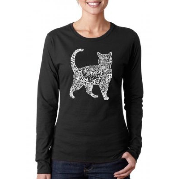LA Pop Art Word Art Long Sleeve T-Shirt - Cat