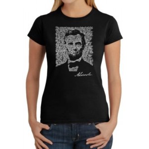 LA Pop Art Word Art T-Shirt - Abraham Lincoln - Gettysburg Address 