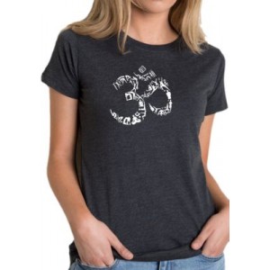 LA Pop Art Word Art T-Shirt- The Om Symbol Out of Yoga Poses 