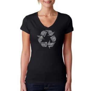LA Pop Art Word Art V-Neck T-Shirt - 86 Recyclable Products 