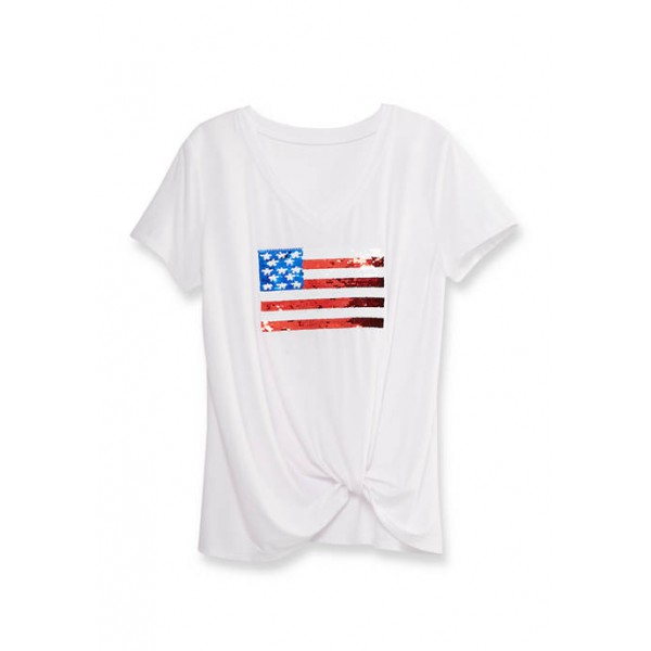 Liberty Park Women's USA 2 Way Sequin T-Shirt