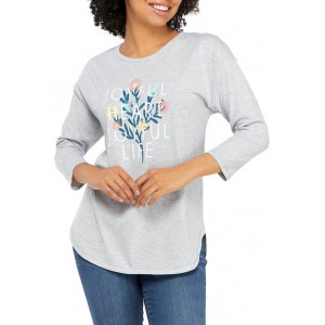 New Directions® Studio Women's 3/4 Sleeve Joyful Graphic T-Shirt 
