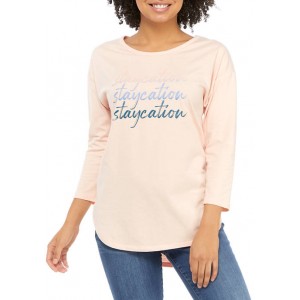 New Directions® Studio Women's 3/4 Sleeve Staycation Graphic T-Shirt 