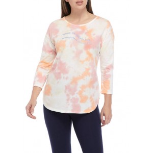 New Directions® Studio Women's 3/4 Sleeve World Tie Dye T-Shirt